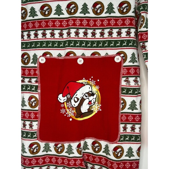 Buc-ee's Youth Beaver Inspired Striped Christmas One Piece Pajamas Size YL - Picture 6 of 7